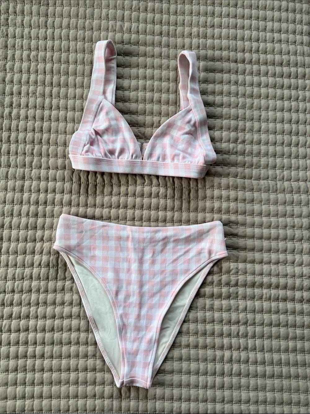 Frankie’s Bikini Pink Picnic Georgia Bralette Bikini Top + Jenna High Waist